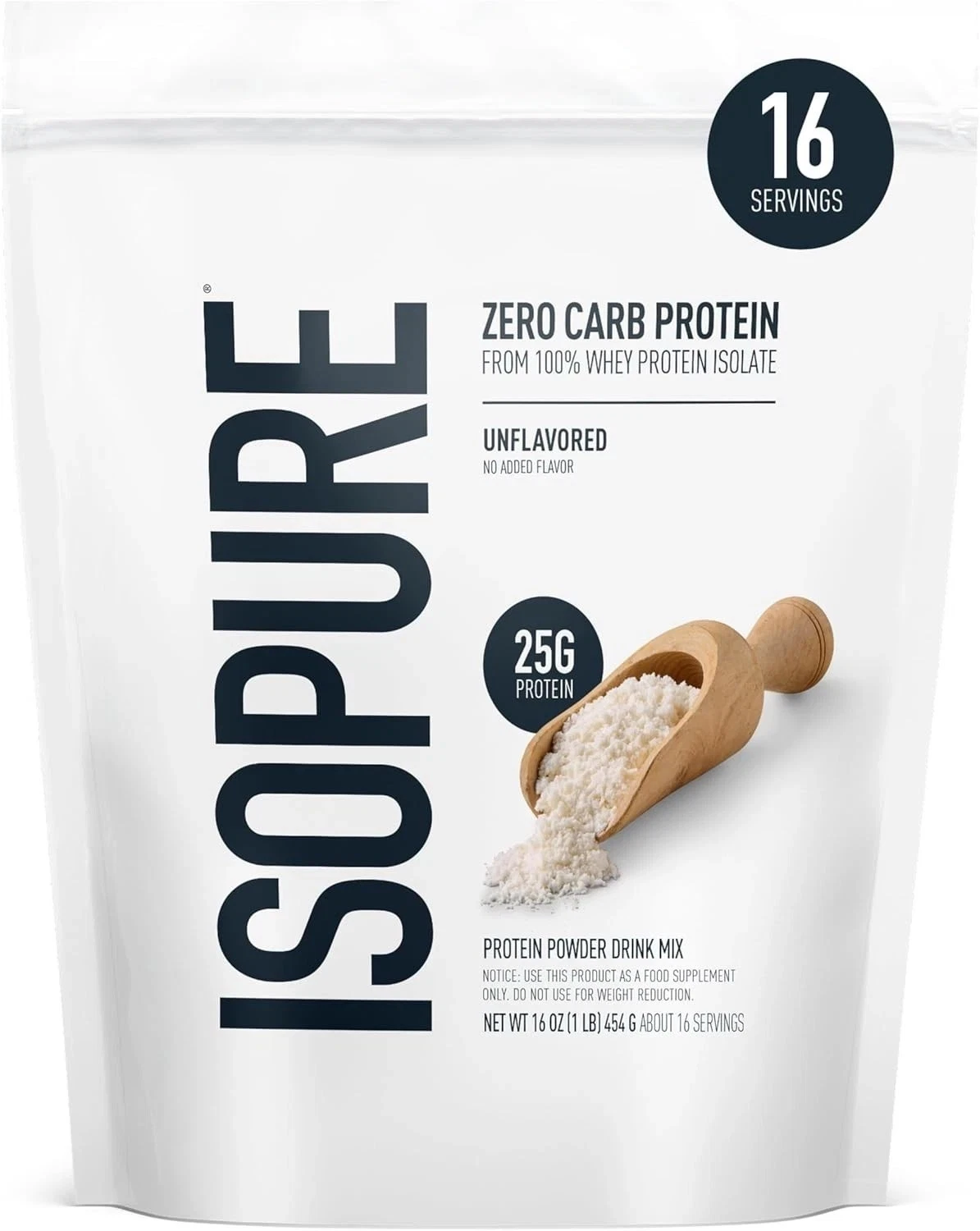s-l1600-147.webp Isopure Whey Protein Isolate Powder Unflavored 1 lb Zero Carb 25g 16 servings - Image 1