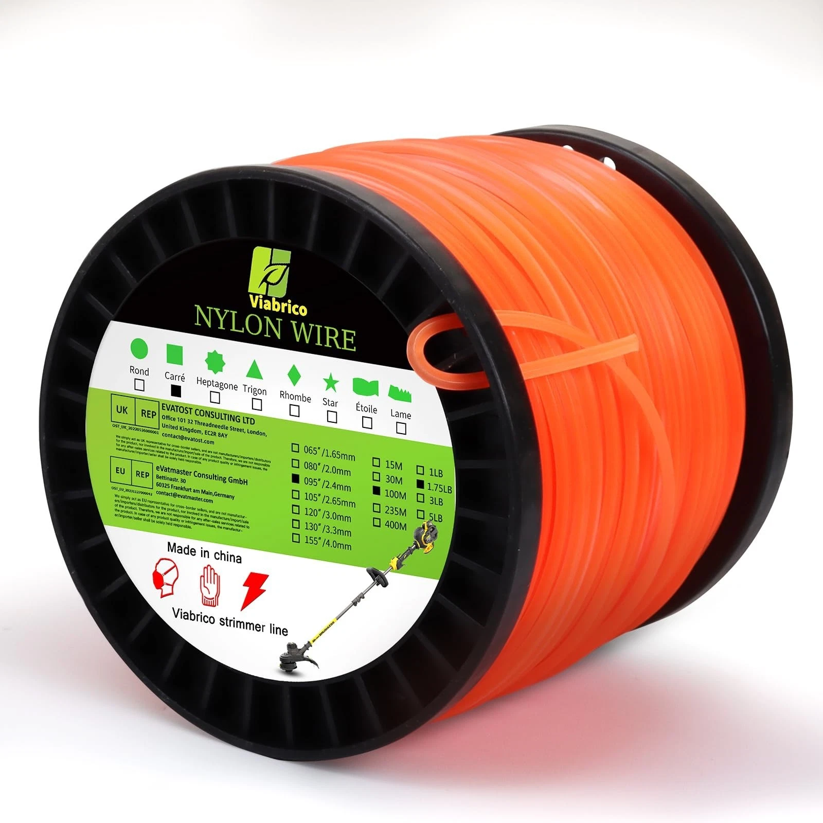 s-l1600-177.webp Eater Trimmer Line 0.095" Square 330FT Heavy Duty Nylon Orange - Image 1