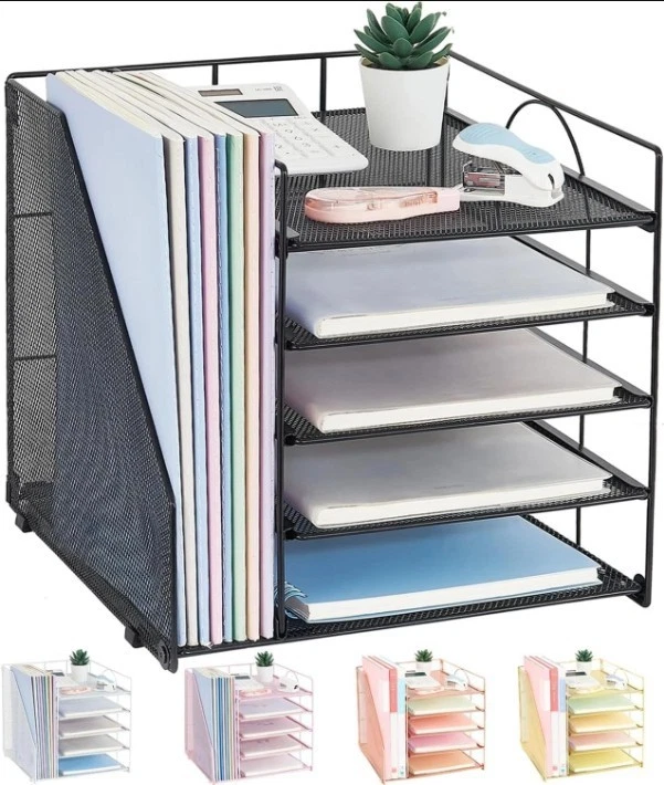 s-l1600-45.webp 5 Tier Desk Organizer File Holder Paper Tray Office Supplies Storage Black - Image 1
