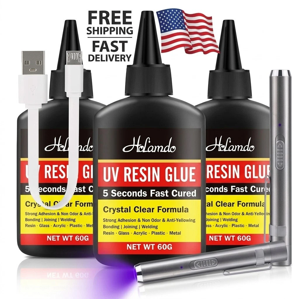 s-l1600-456.webp UV Resin Kit 60g Fast Curing Resin Glue Rechargeable UV Light Craft DIY - Image 1