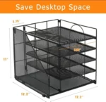 5 Tier Desk Organizer File Holder Paper Tray Office Supplies Storage Black - Image 5