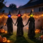 3 Pack 6FT Halloween Witches Outdoor Decorations Light Up Yard Stakes Spooky
