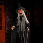 6ft Halloween Animatronic Witch Talking Sound Activated Light Up Eyes Yard Decor - Image 2