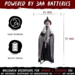 6ft Halloween Animatronic Witch Talking Sound Activated Light Up Eyes Yard Decor - Image 3