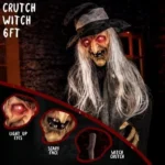6ft Halloween Animatronic Witch Talking Sound Activated Light Up Eyes Yard Decor - Image 4