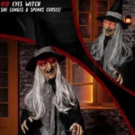 6ft Halloween Animatronic Witch Talking Sound Activated Light Up Eyes Yard Decor - Image 5